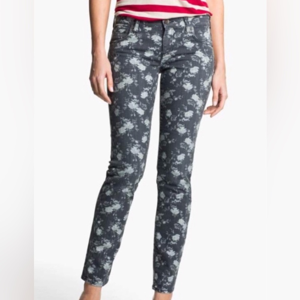 Kut From the Kloth blue grey floral Diana skinny jeans, street wear, Y2K boho 12